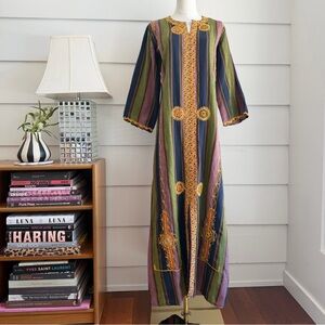 Vintage Cotton Striped Embroidered Kaftan Vintage Caftan